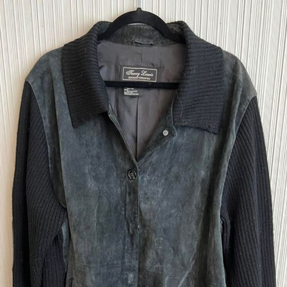 Terry Lewis Classic Luxuries Leather and Wool Sweater Jacket